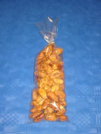 Candyman Polybeutel mit Klappe ohne Druck 215 x 80 mm für 100g Gebrannte Nüsse