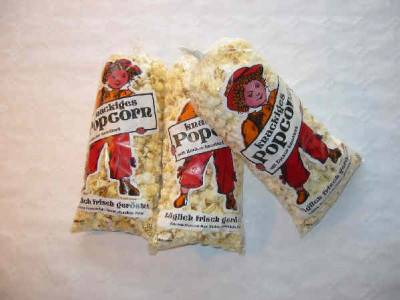 100 "A YARD of POPCORN" Tüten groß inkl Clipse Popcorn-Beutel Abreißbeutel 200g 