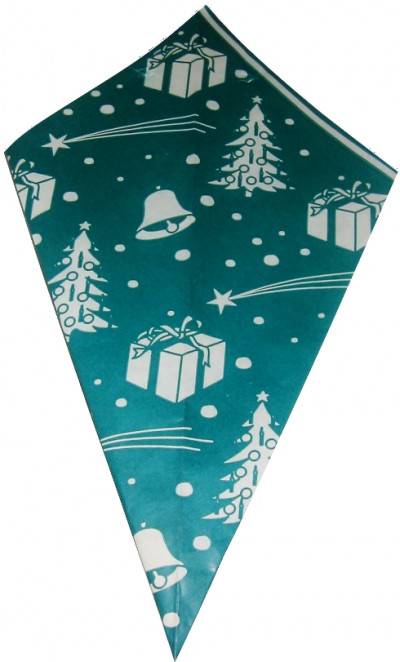 Papierspitztüte für 250 g Weihnachtsmotiv grün mit weissen Bäumen
