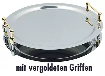 APS System-Tablett Büfett-Star rund 480 mm mit glattem Rand und vergoldeten Stapelgriffen