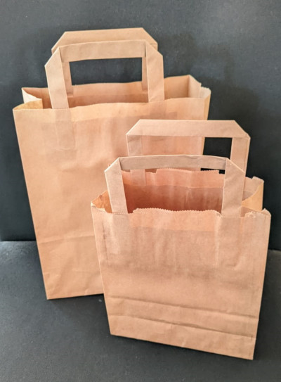Waffel-Papier-Tragetaschen braun 18+8x22cm Papier-Tragetaschen-braun