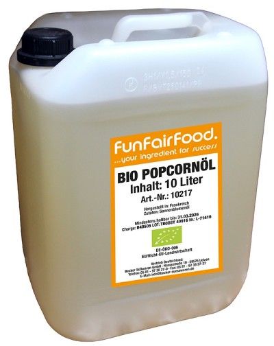 BIO Popcornöl 10 Liter BIO Porpcornoel